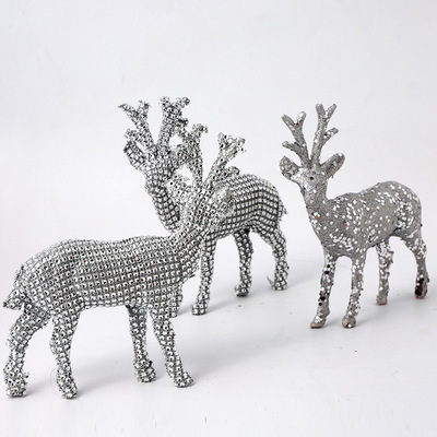Christmas originality Decoration Convenience Store Showcase decorate Fawn With drill Sequins Glitter powder Christmas Elk Manufactor wholesale