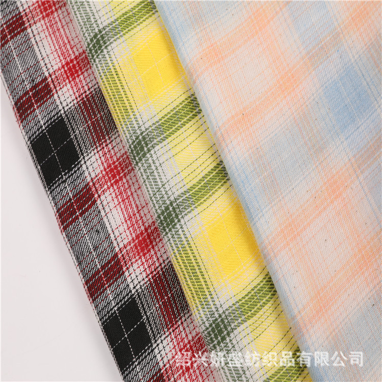 现货供 人棉格布 涤棉混纺 时装面料休闲春夏衬衫服装面料等时尚