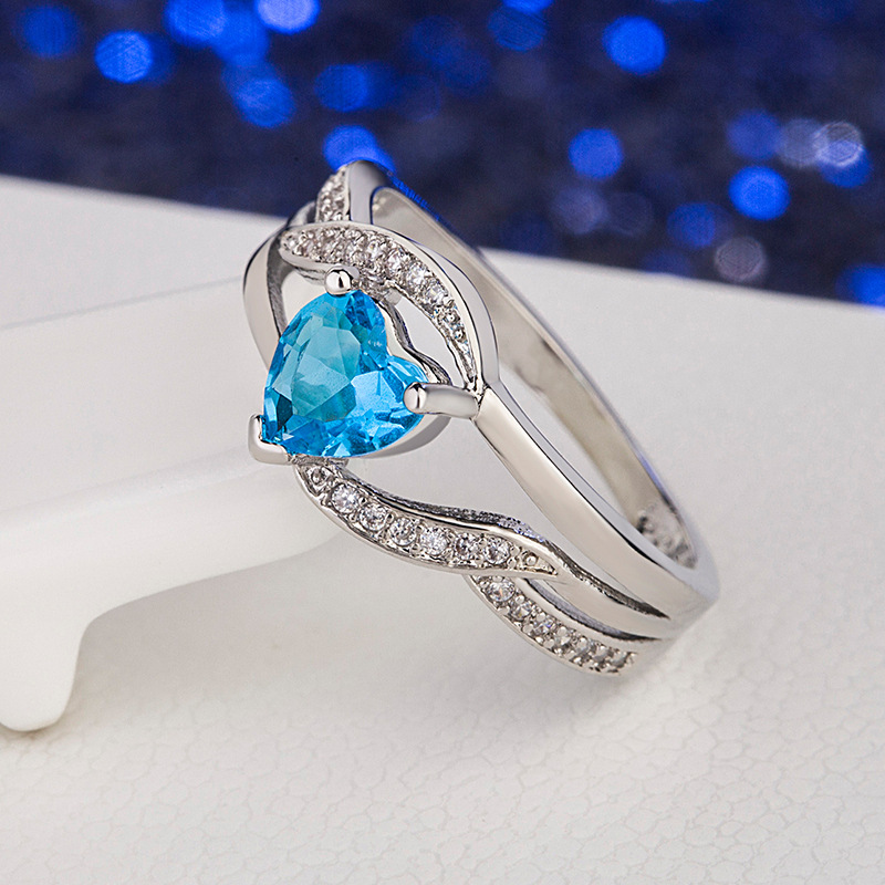Copper Material Romantic Heart Shape Copper Inlay Zircon Rings