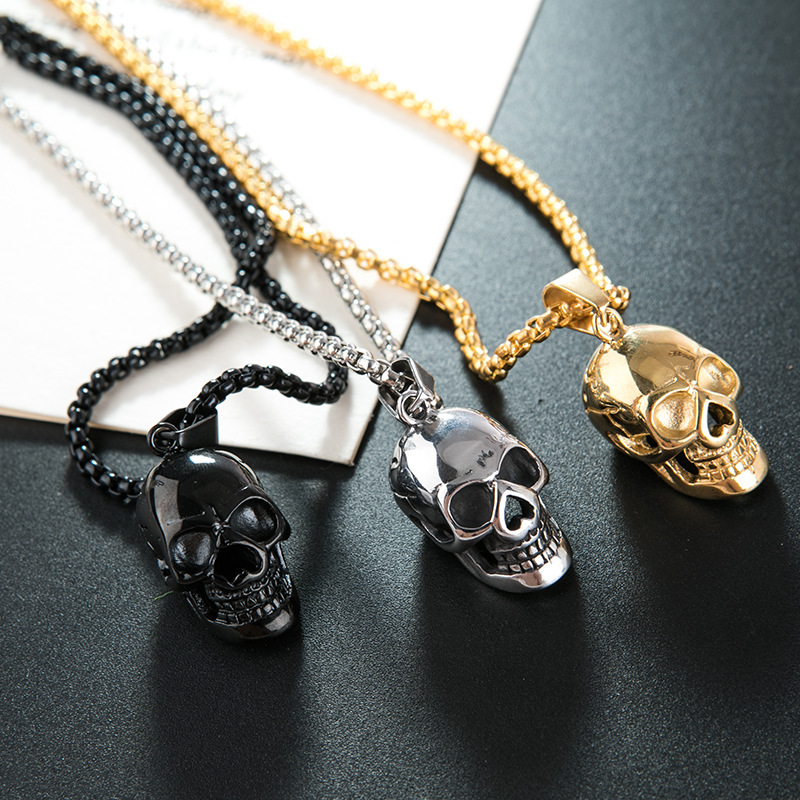Daily Occasion Punk Cool Style Skull Alloy Polishing Plating Halloween Men'S Pendant Necklace Long Necklace