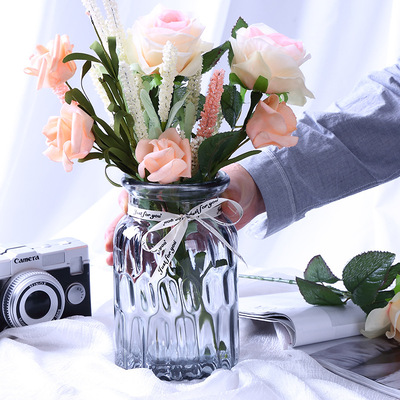 originality European style Glass vase transparent colour Hydroponics Vases a living room decorate flower Dried flowers flower arrangement Decoration