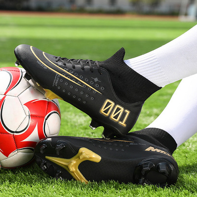 C罗刺刺客高帮足球鞋男女长碎钉儿童防滑AG梅西cr学生7训练球鞋
