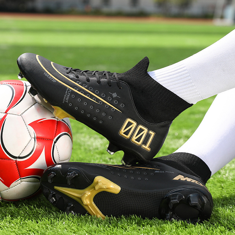 C罗刺刺客高帮足球鞋男女长碎钉儿童防滑AG梅西cr学生7训练球鞋
