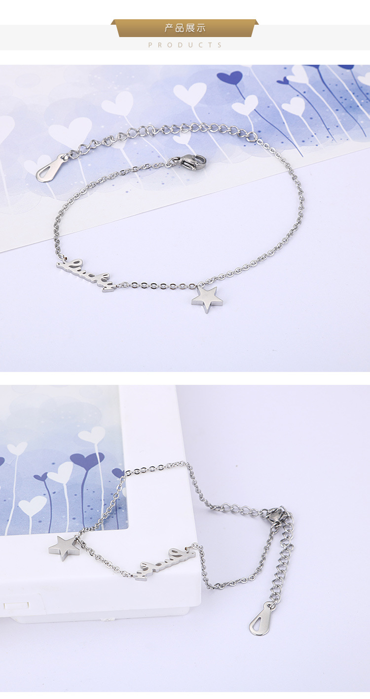 New Korean Fashion Personality Letter Temperament Five-pointed Star Creative Bracelet Jewelry display picture 3