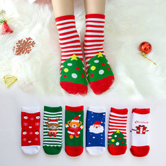 Autumn and winter new baby mid-calf socks thickened children's socks women's terry plus velvet socks cotton socks Christmas socks