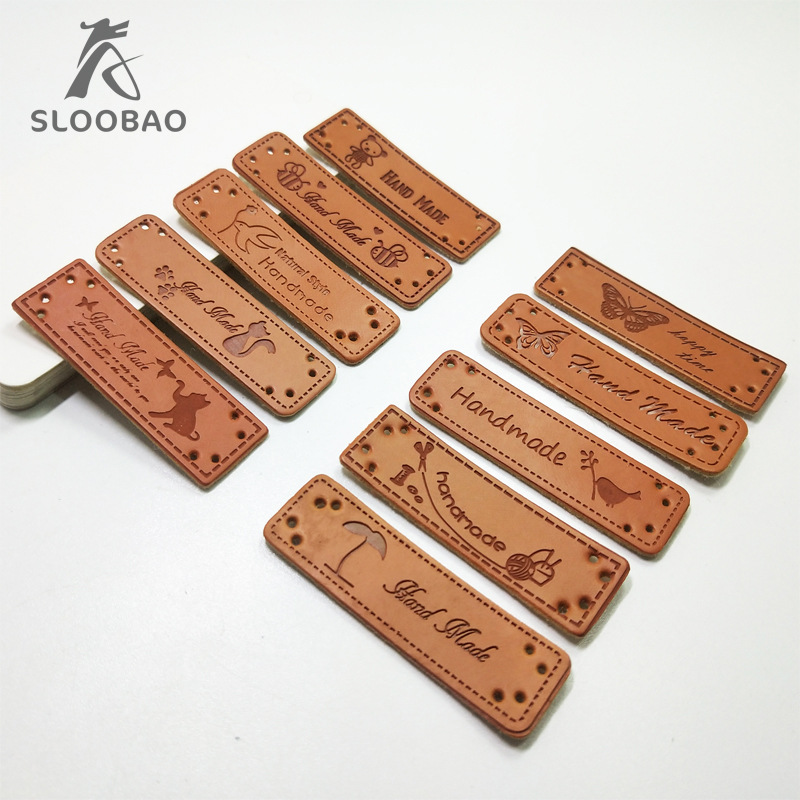 现货hand made DIY韩版变色皮标 皮牌PU皮革压花标牌