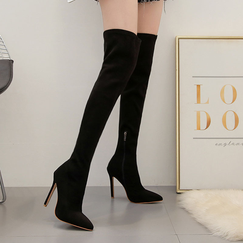 Cross-border AliExpress Autumn and Winter New Large Size Boots Sexy High Heel Foreign Trade Over-knee Slimming Stretch Boots Women