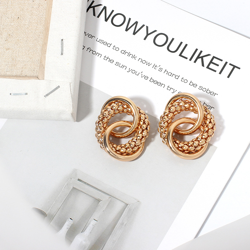14g Weight Earrings Classification Wedding, Travel Occasion Women'S Gender Fashion Style Gold, Silver Color Fashion Round Metal Earrings Wholesale 7