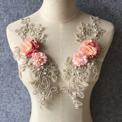 3D Rose Embroidered Lace Collar Imitating Pearls DIY Floral Lace Edge Dress Accessories Wholesale