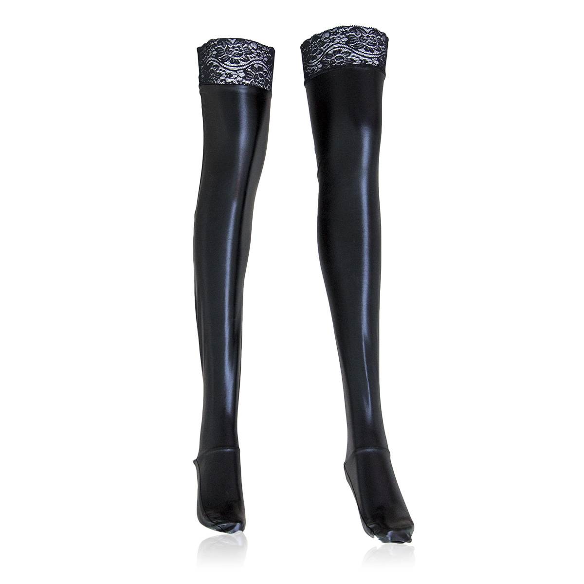 Tienda de fábrica al por mayor juguetes sexuales calcetines adhesivos de encaje de tela elástica de charol bronceado calcetines de cuero brillante pintura calcetines ropa de rendimiento