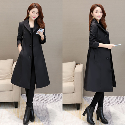 2019新款春秋季女士风衣外套长款过膝韩版修身大码厂家直销代发|ms