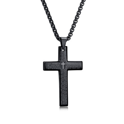 Cross border Electricity supplier Source of goods Amazon Selling Titanium cross Scripture Pendant man Trend Necklace chain