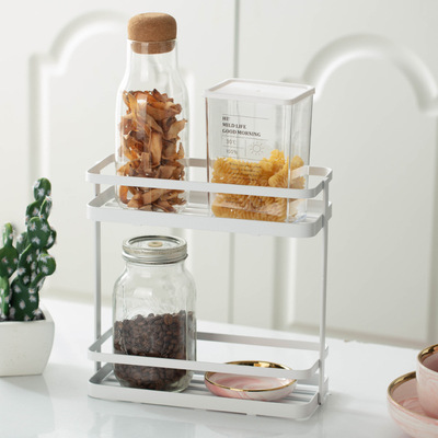 新款浴室架桌面置物架铁艺双层厨房收纳架卫生间卧室厨房整理北欧|ru