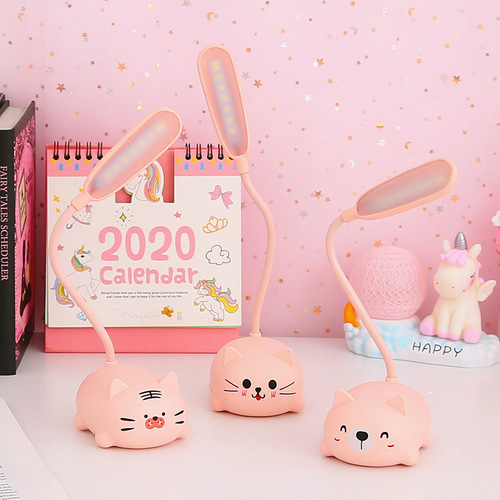 Cartoon Cute Pet Pig Charging Small Desk Lamp LED Foldable USB Children's Charging Eye Protection Desktop Night Light Gift