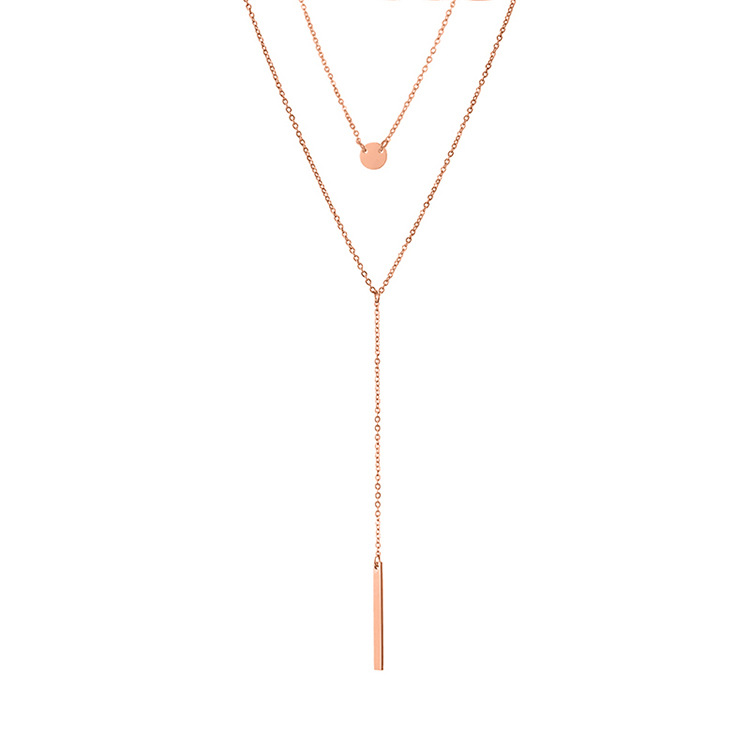 Collier Simple Géométrique Double En Acier Inoxydable display picture 6