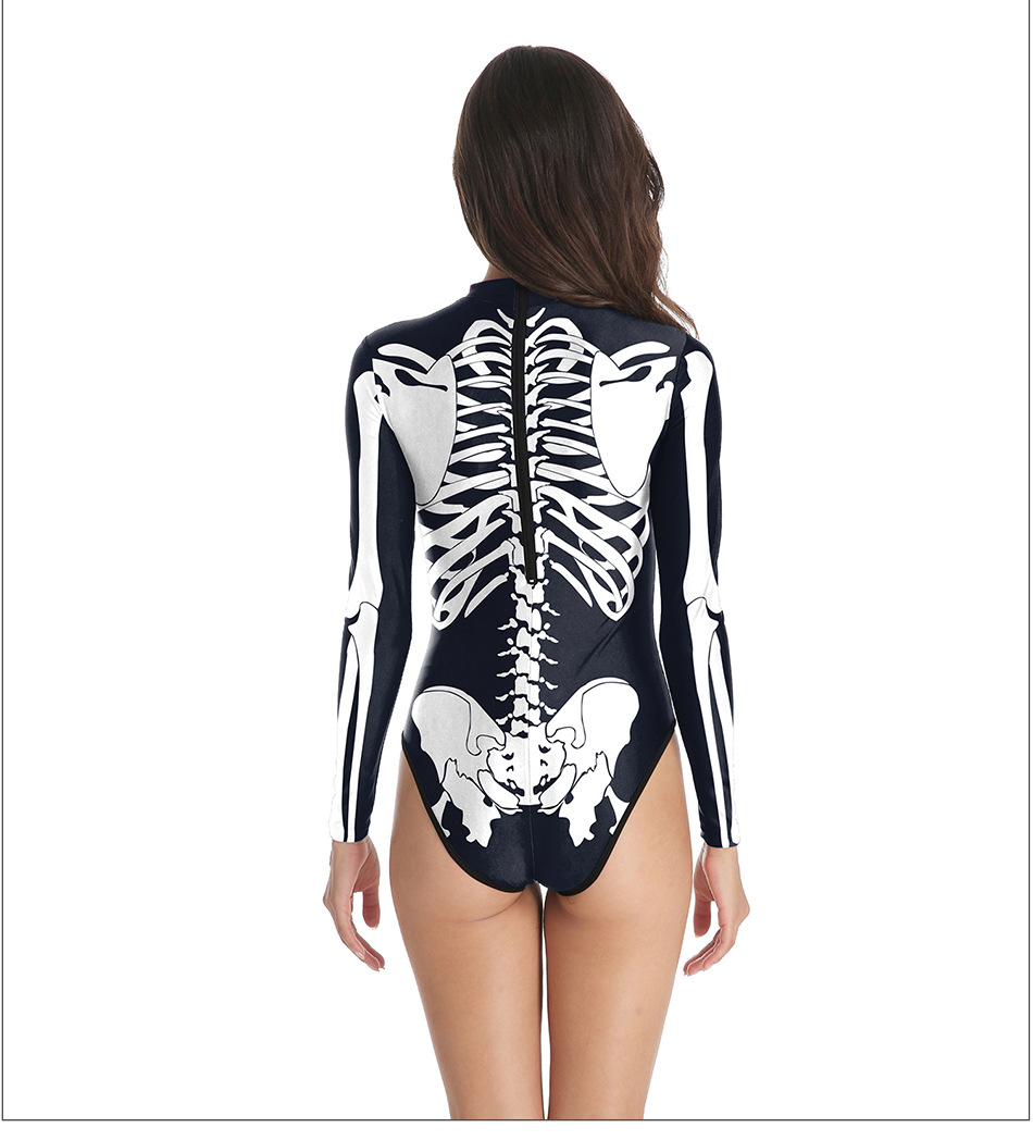 Halloween pattern printed one-piece swimsuit nihaostyles wholesale halloween costumes NSNDB78712