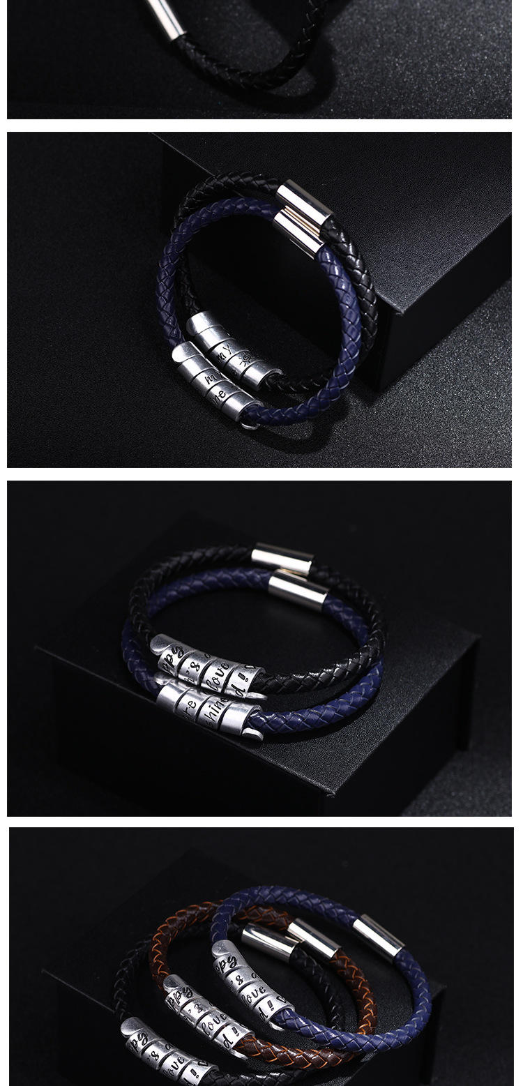 21g Weight No Inlaid Inlay Material Simple Style Letter No Inlaid Men'S Bracelets Men Cord & Leather Bracelets