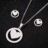 Necklace, chain, set stainless steel heart-shaped, jewelry, 3 piece set, wholesale