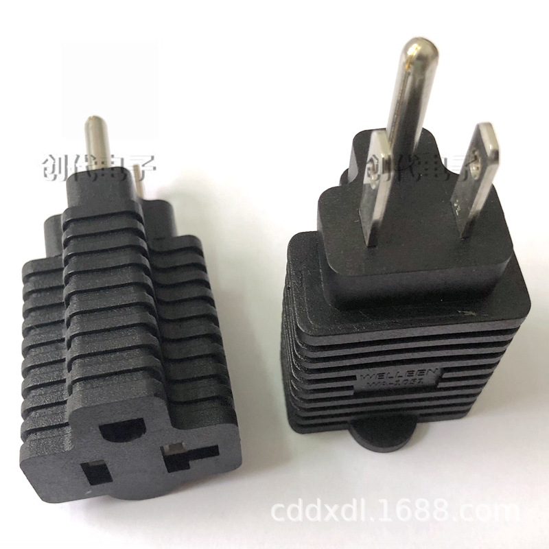 美标公母对插转接头 医疗检测仪器适用美规三插 美标母座电源插头