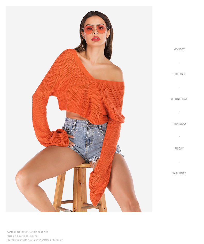 wholesale clothing vendors Nihaostyles solid color v-neck short hedging knit bottoming long-sleeved sweater  NSYYF66669