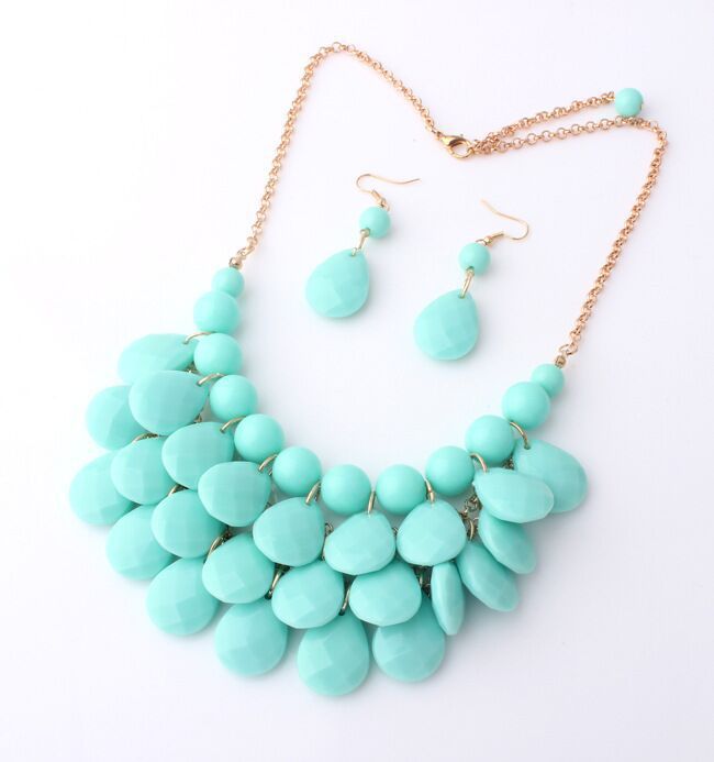 100g Weight Jewelry Set Classification Earrings + Necklace Quantity Holiday, Daily Occasion Alloy, Plastic, Resin Material Water Droplets Pattern Women's Gender Plating Design Lady Style Lady Water Droplets Alloy Plastic Resin Plating Women's Jewelry Set 3