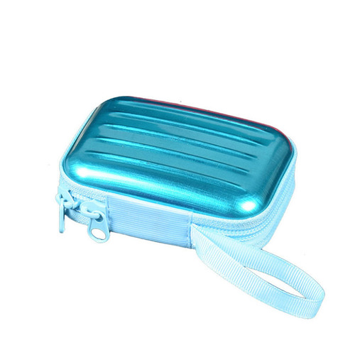 New creative brushed zipper square tinplate coin purse data cable storage bag simple object storage box