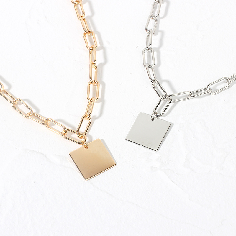 28g Weight Necklace Classification Wedding, Travel Occasion Women'S Gender Gold, Silver Color Hot Selling Fashion Square  Necklace Wholesale 1