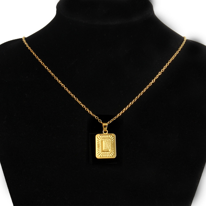 fashion gold medal square letter necklace wholesalepicture24
