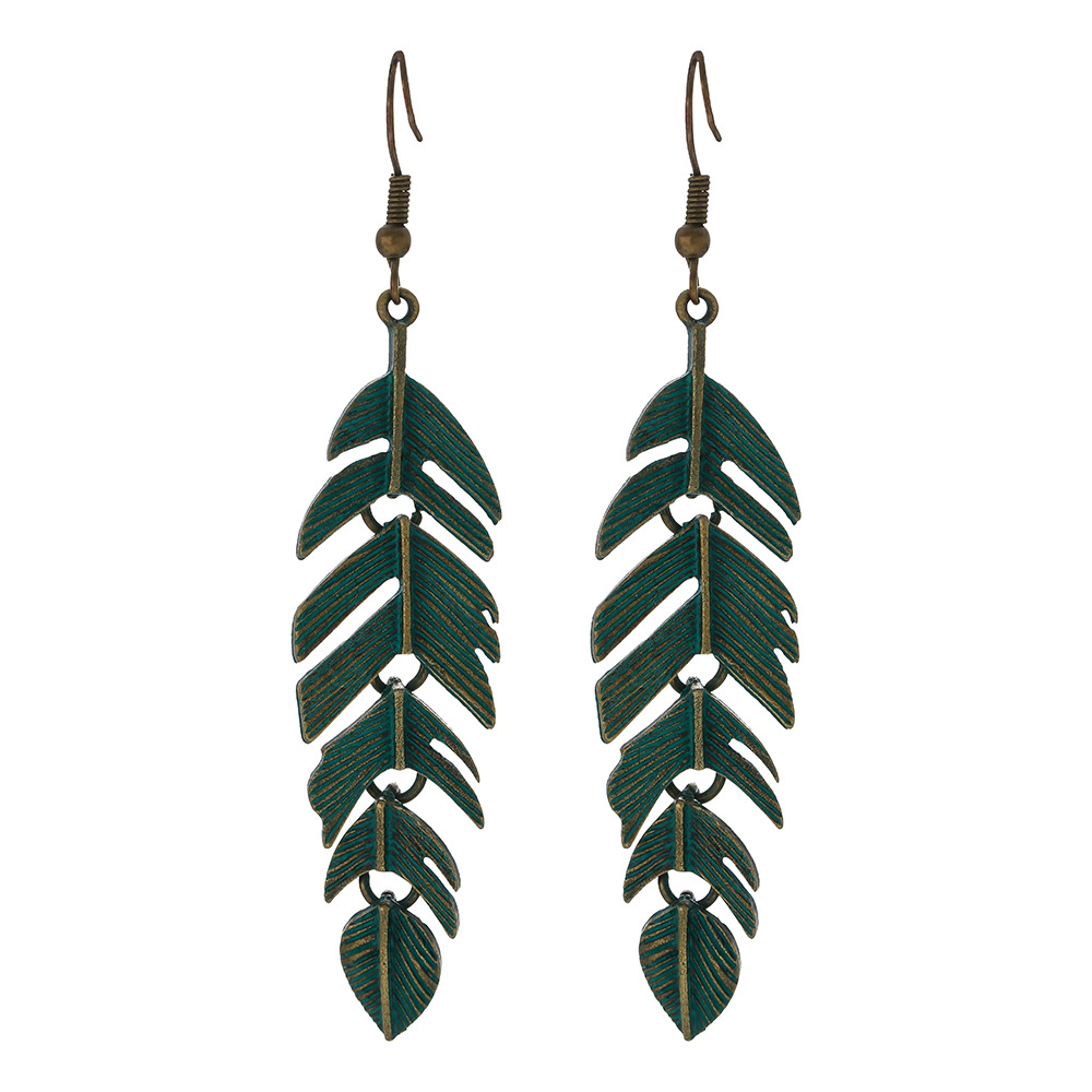 Simple Retro Leaf Earrings display picture 4