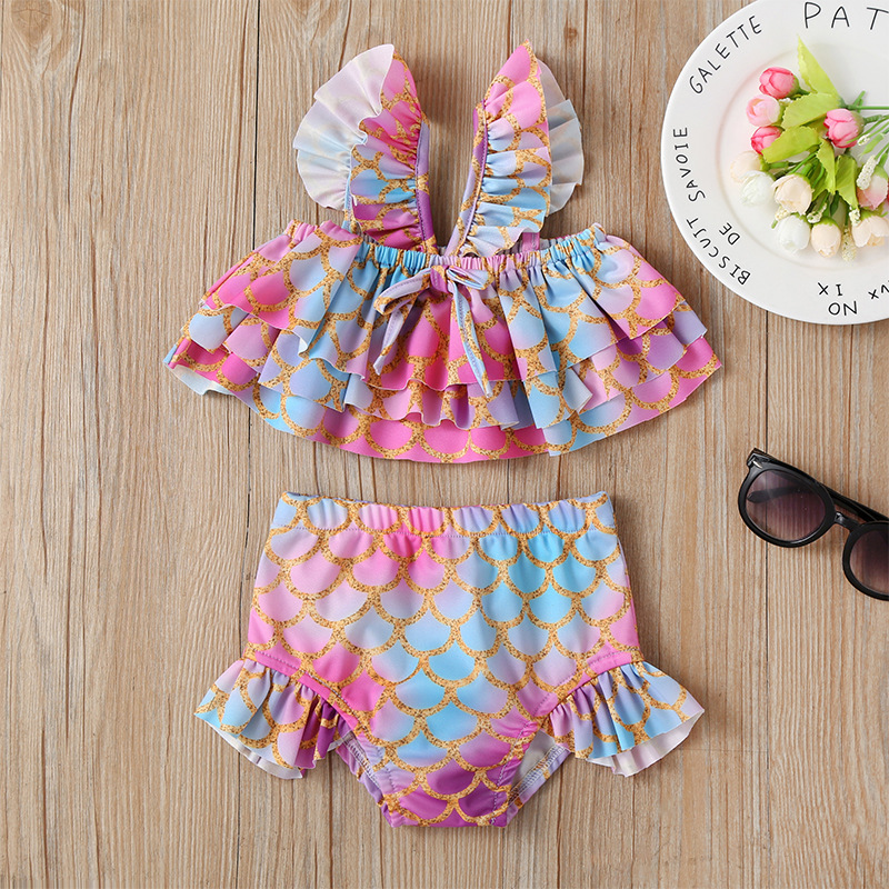 Girls Swimsuit Suit Summer Print Swimming Sling Clothing Children Water Sportswear display picture 1