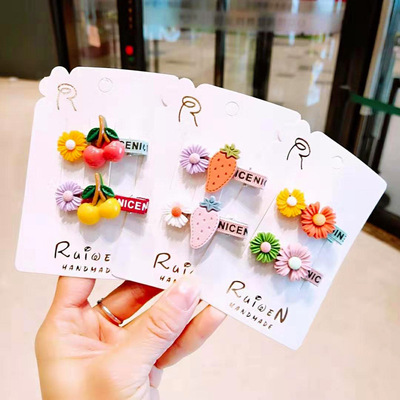 韩版明星同款小雏菊发卡草莓套装发夹可爱卡通少女边夹刘海夹批发