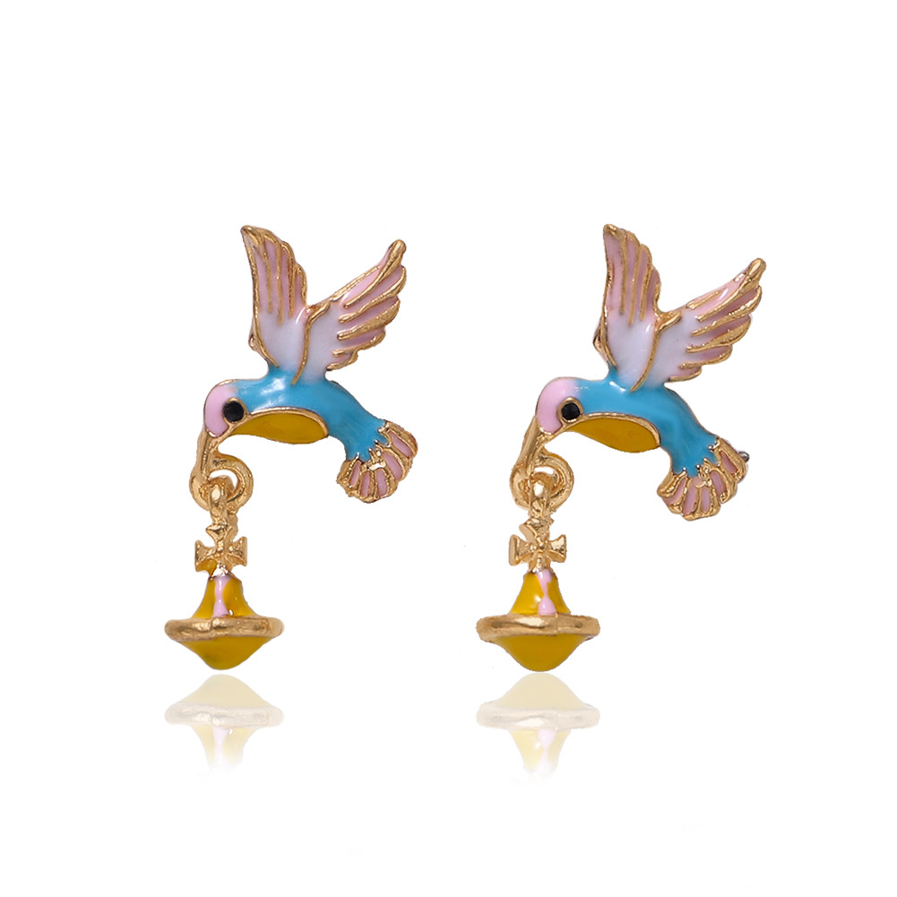 Alloy Diamond Drop Oil Bird Earrings New Jewelry Fashion Ear Accessories display picture 5