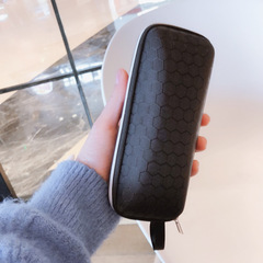 新款軟皮革太陽眼鏡盒大號便攜簡約黑色時尚男女小清新墨鏡收納盒