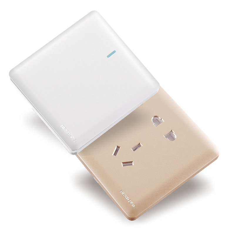 奔的品牌墙壁开关插座家用阻燃一代瓷白五孔插座全套开关面板|ms