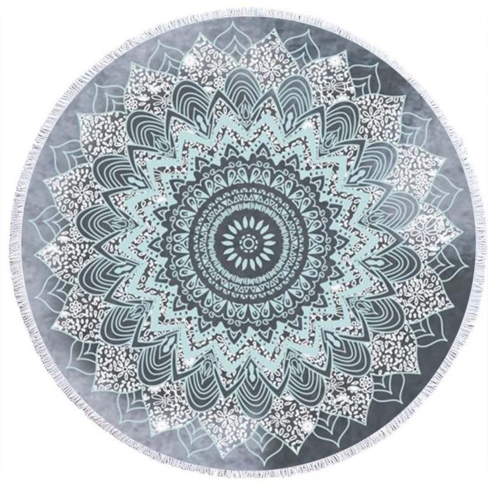 2 день мода волосы Мандала круглый печатных пляжное полотенце из микрофибры пляж Подушка 150 кисточкой края