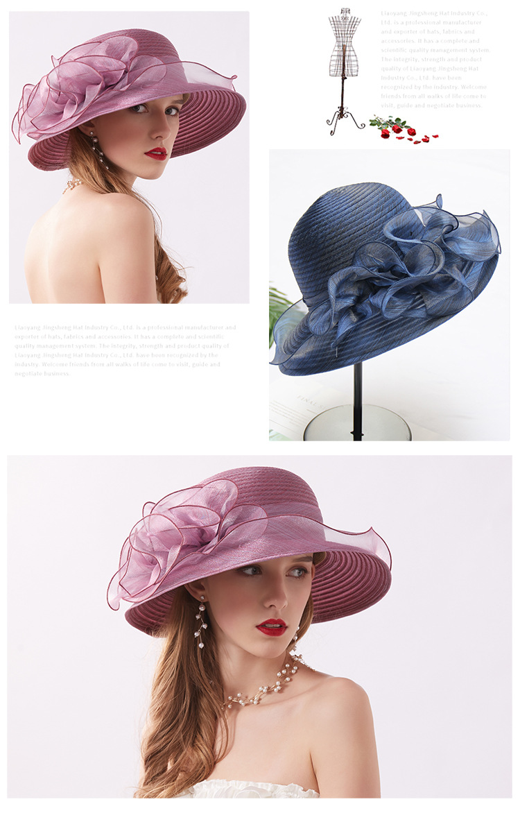 Women's Fashion Solid Color Flowers Flat Eaves Sun Hat display picture 1