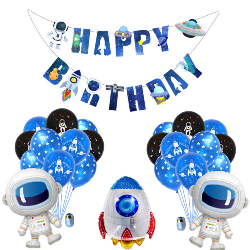 Universe space happybirthday lahuahua flag children's birthday space theme party decorative flags