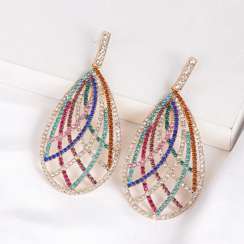 New Retro Geometric Water Drop Color Mosaic Stud Earrings display picture 3