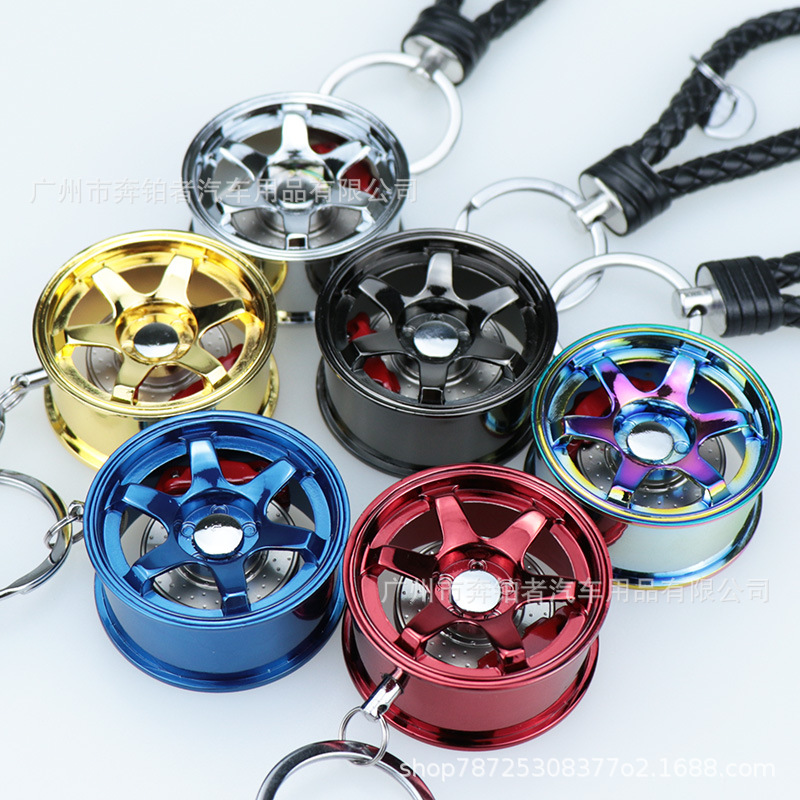 TE37 Wheel Rim Keychain 45mm for Car Rearview Mirror Pendant Brake Disc Keychain - Cross-border Product