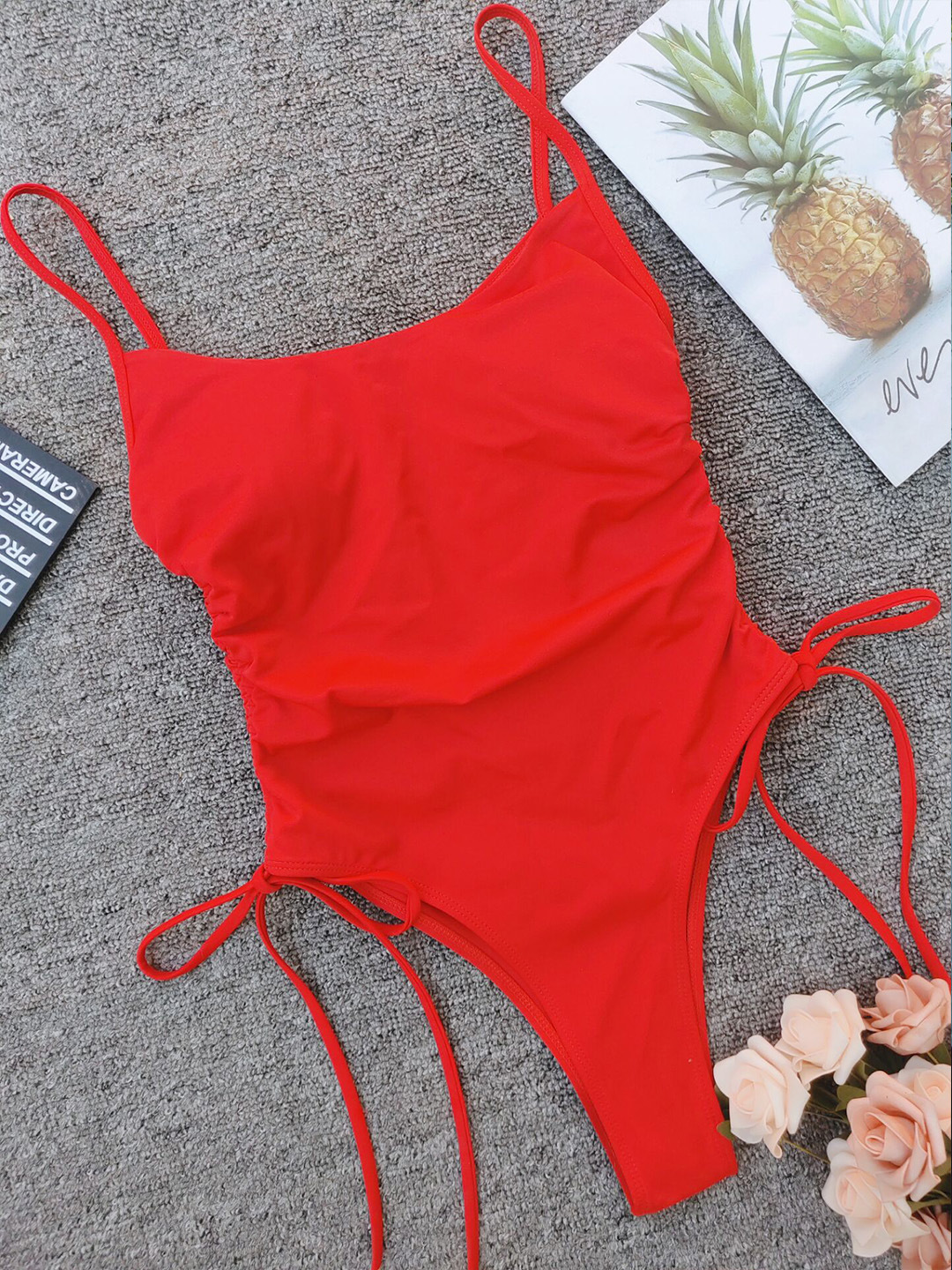  one-piece swimsuit solid color high fork adjustable bikini NSZO1691