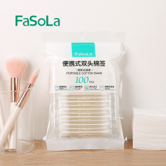 FaSoLa Disposable Cotton Swabs, 100 Count, Sanitary Cotton Swab Sticks for Ear Cleaning, Makeup, Dual-Ended Papercotton Makeup Swabs
