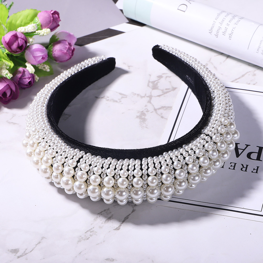 Pearl Sponge Hair Hoop Hair Accessories Bride Headband Simple Fashion Wild Jewelry display picture 8