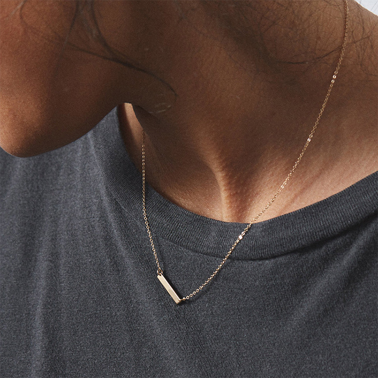 Jewelry Simple And Delicate Geometric Rectangular Pendant Stainless Steel Necklace Neck Chain Distribution Wholesale Nihaojewelry display picture 2