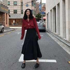 早秋穿搭小个子复古丧系裙子气质高冷御姐轻熟风网红很仙两件套装