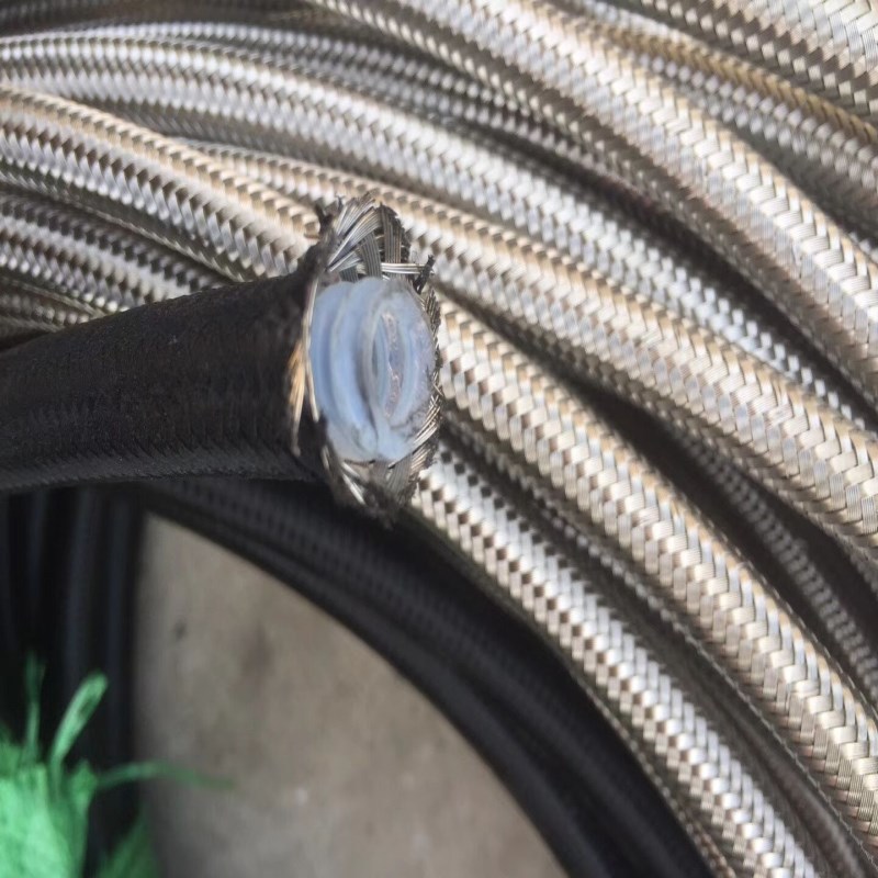 304不锈钢丝编织金属软管耐温铁氟龙管聚四氟乙烯管内径6MM
