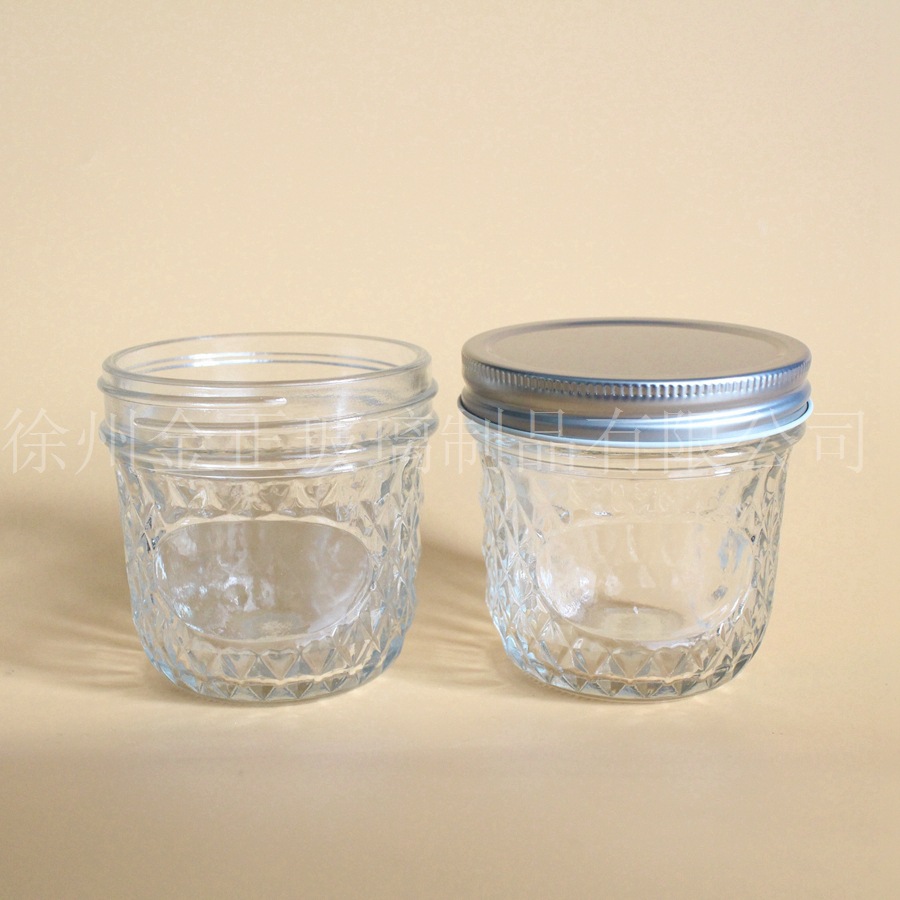 现货批发 200ml 广口玻璃瓶  钻石梅森瓶 鱼子酱牛肉酱瓶 果酱瓶