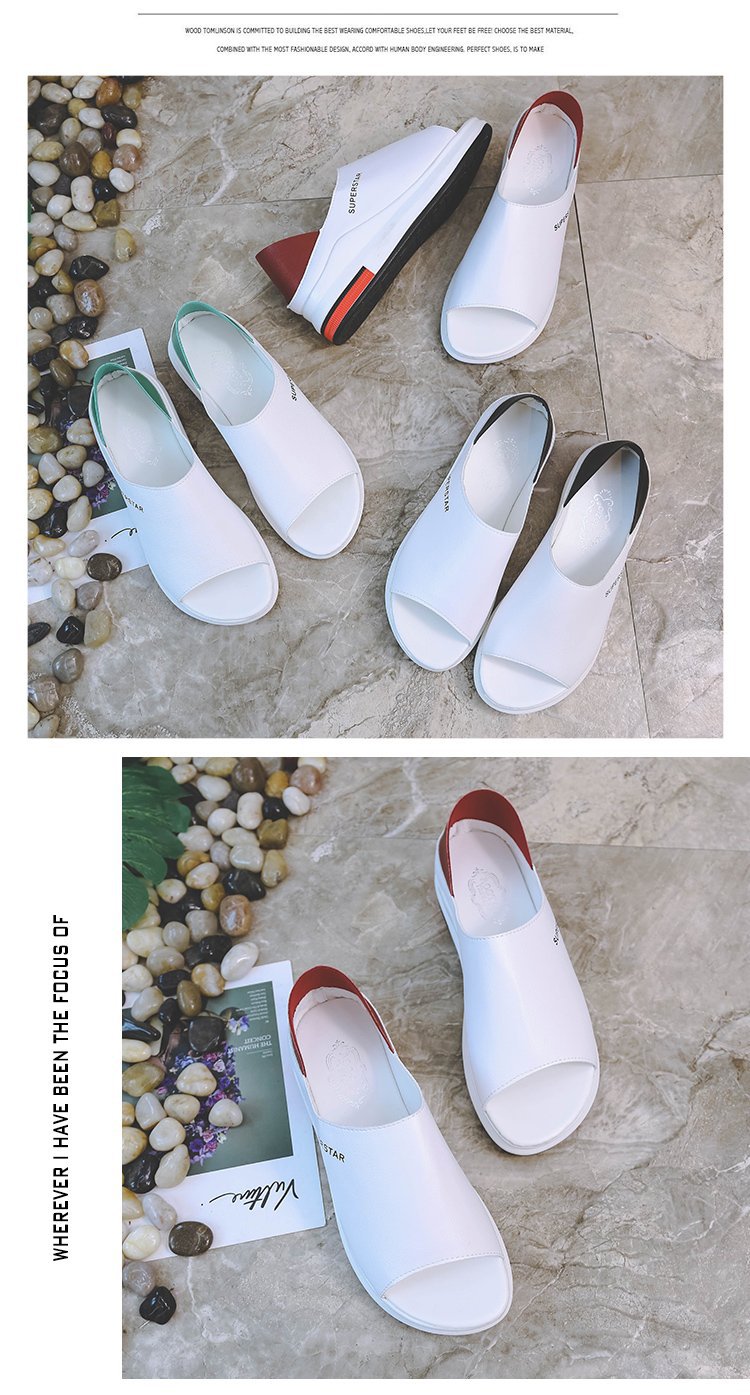 10434226886 19647336 Plus Size Summer Casual Flat Women Sandals Sport Fashion Mixed Colors Slip-On PU Leather Non-slip Platform Beach Women Shoes