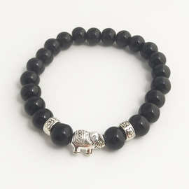 速卖通爆款欧美熔岩石天然石玛瑙大象男女款手链饰品批发