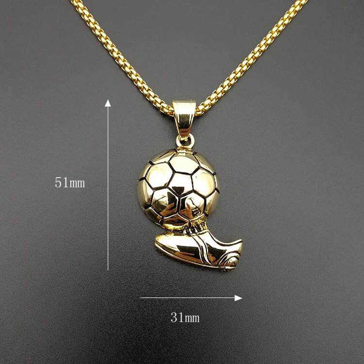 20g Weight Color-Preserving Vacuum Gold Plating Gold Plating Process Pendant Jewelry Making Type 51*31mm Jewelry Making Size 1 Piece 51*31mm Titanium Steel Football Pendant