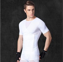 运动健身服男士塑身短袖束腰收腹衣隐形扣运动衣健身束身健身服